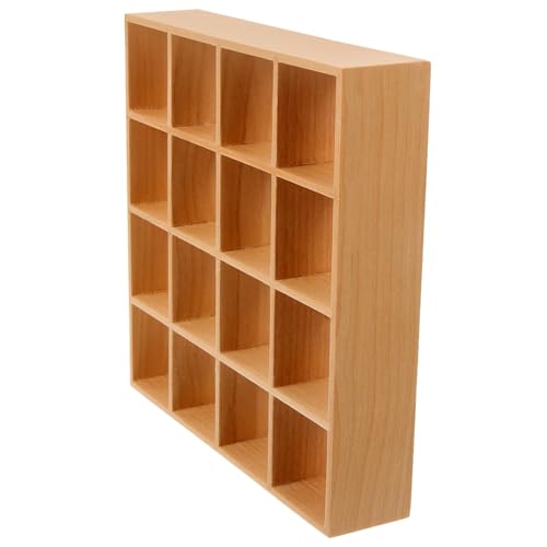 Vaguelly 16-Gitter-lagerregal Anzeige Bücherregale Klein Schwebend Puppenhaus-küchenregal Tür Tisch Puppenstubenregal Regale Für Puppenhäuser Mini- Bausatz Rustikal Holz von Vaguelly