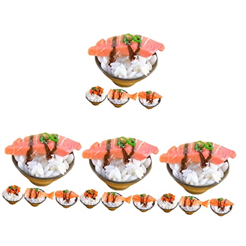 Vaguelly 16 STK Simulierter Sushi-Reis Kinder Spielen Essen künstliche Sushi-Probe Spielzeuge gefälschtes Essen Restaurant-Spielset vortäuschen Spielzeugküchenzubehör Aal vorgeben Anhänger von Vaguelly