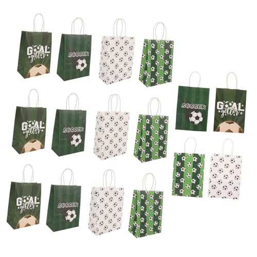 Vaguelly 16 Stück Geschenktüte mit Fußballmotiv Fußball-Goodie-Bags Fußballgeschenke Geschenktüten zum Thema Fußball Party gesteckt Sport-Goodies-Taschen Geschenkbehälter Papier von Vaguelly