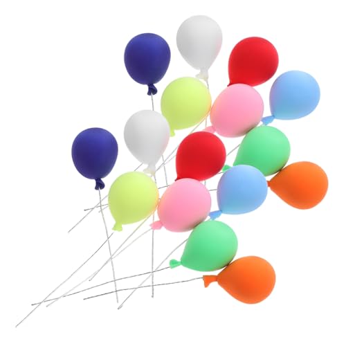 Vaguelly 16 Stück Puppenhausdekoration Miniaturballons Zubehör Puppenhaus Miniaturzubehör Bunte Kuchen -Topper Dekor Picks rund Ballon Cupcake Ballon-Cupcake-Topper Mini-Luftballons Harz von Vaguelly
