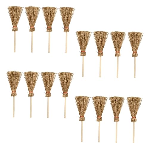 Vaguelly 16 Stück Teiliges Mini Hausbesen mit Rotem Seil Detailgetreue Puppenstuben Besen für Mikro landschaftsdekoration Kinderfreundliche Miniatur Ornamente für DIY und Modellbau von Vaguelly