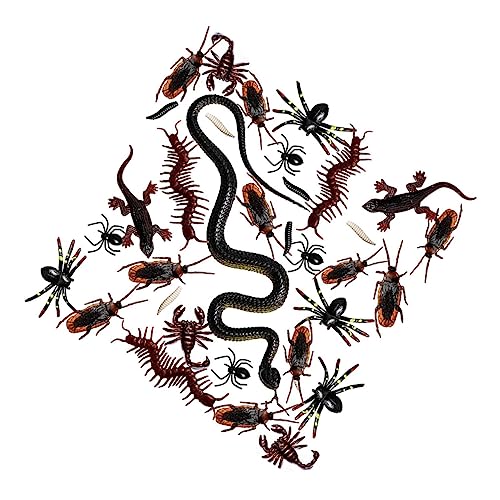 Vaguelly 160 STK Gefälschte Schlange Kakerlake Spinne Künstliche Würmer Gruselige Insekten Spinnenmodell Streich Kakerlaken Streich- - Halloween-Foto-Requisiten Plastik von Vaguelly