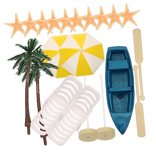 Vaguelly 17 Stück Mini Strand Dekoration Teiliges Set mit Liegestühlen Sonnenschirmen und für Garten und Puppenhaus Deko für Anlässe Zufällige Farbe von Vaguelly