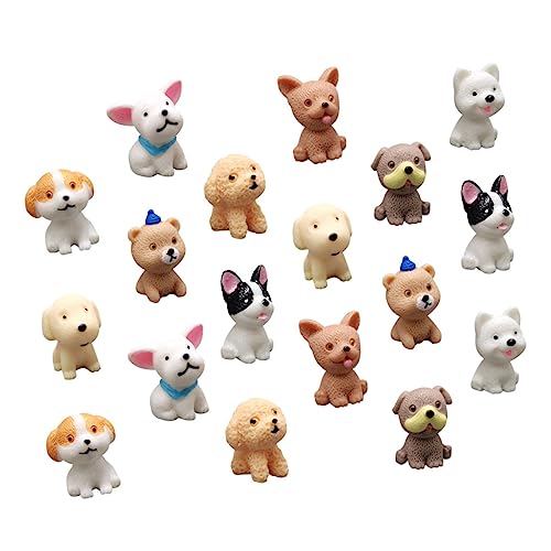 Vaguelly 18 STK künstlicher Hund Haustier Hund Plüsch Tierfiguren kleine Welpenfiguren Hund Kuchen Topper Hunde kuschelhund spielzeughund Mini-Welpen-Handwerk Miniatur-Welpe Harz Dark Brown von Vaguelly
