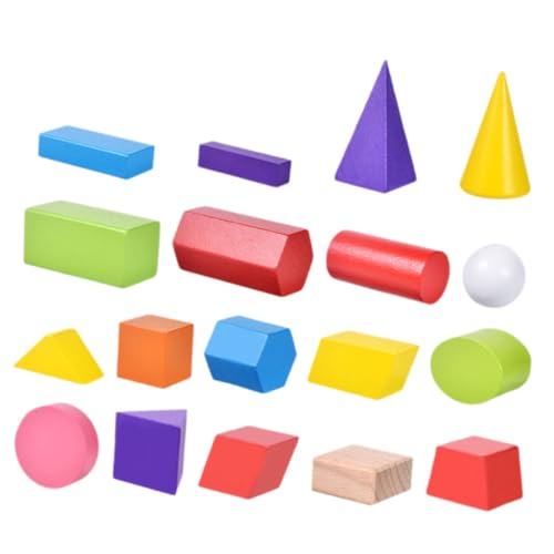 Vaguelly 18 Stück Bauklötze Aus Holz Für Kinder Spielzeug Für Kinder Stapelspielzeug Geometrische Holzklötze Spielzeug Für Frühes Lernen Holzklötze Mehrfarbige Blöcke von Vaguelly