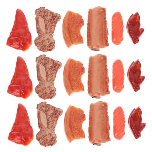 Vaguelly 18 Stück Teiliges Realistisches Fake Meat Modell Lifelike Faux Food für Restaurantdekoration Lehrzwecke und Fotografie Kompakte Detailgetreue Simulation Essbarer Requisiten für von Vaguelly