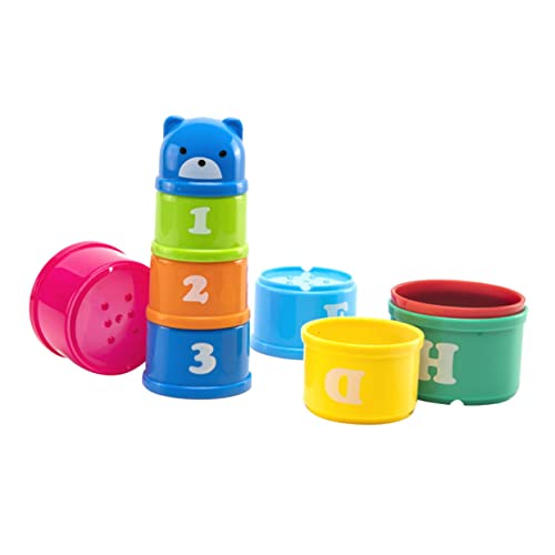 Vaguelly 1Satz Stapelbecher für Kleinkinder Lustige Bären Lernspielzeuge zur Frühen Sicher und Farbenfroh mit Praktischer Mesh Tasche von Vaguelly