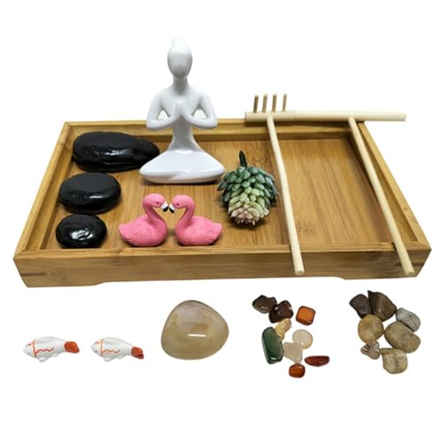 Vaguelly 1Satz Zen Garten Für Schreibtischdekoration Mikrolandschaftsdekor Entspannendes Zen Garden Kit Mit Sand Und Miniaturaccessoires Zur Meditation Geschenkidee Für Büro von Vaguelly
