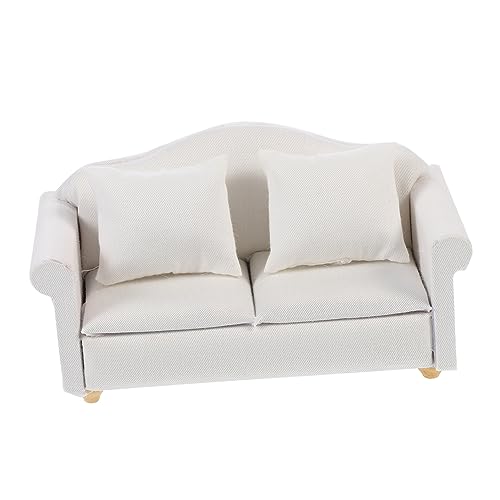 Vaguelly Puppenhaus Sofa Mini 1pc Weiß Stoff Mini Sofa Desktop Sofa Für Miniatur Modell Szene von Vaguelly