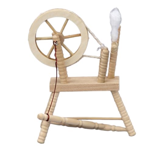 Vaguelly 1Stk Modell Vintage Spinnrad puppenhausmöbel Dekorationen Wohnkultur Miniatur Vintage - Vintage Dekoration Retro Dekoration Vintage-Textilrad Radverzierung aus Textil hölzern von Vaguelly