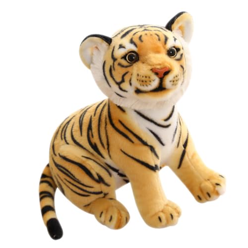 Vaguelly 1Stk Plüschtier deko Animal Figures tierische bescherung gilbe Puppendekor Miniaturfiguren simulierte Tigerpuppe Schlafzimmer dekorative Puppe PP Baumwolle Yellow von Vaguelly
