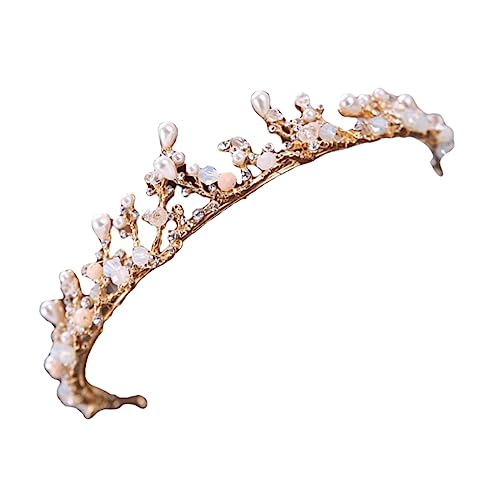 Vaguelly 1stk Goldene Kinderkrone Mädchen Perlen Tiara Exquisiter Kronenkopfschmuck Party-kopfschmuck-accessoire Party Tiara Kopfschmuck Legierung von Vaguelly