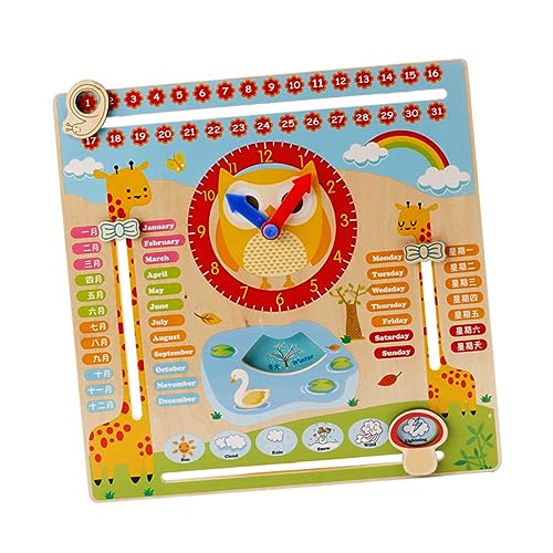 Vaguelly 1stk Hölzerne Uhr Für Für Entwicklungsspielzeug Kinderpuzzle Rätsel Für Farben Kognitives Kinderspielzeug Kalender-Uhr- von Vaguelly