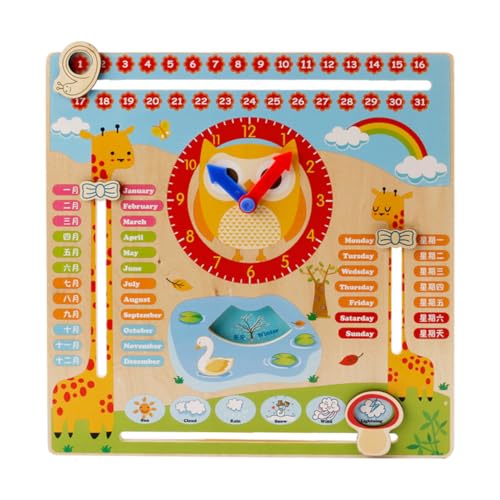Vaguelly Frühes Lernspielzeug Für Kinder Multifunktionsuhr Kalender Montessori-Spielzeug Für Kleinkinder Zeitlehre Uhr Puzzle von Vaguelly