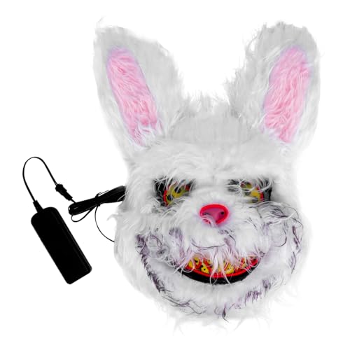 Vaguelly 1stk Leuchtende Maske Horror-gesichtsmaske Glow-maske Halloween-gesichtsdekoration Halloween-ornamente Gruselige Hasenmaske Gesichtsbedeckung Kaninchenmaske Colorful Plastik von Vaguelly