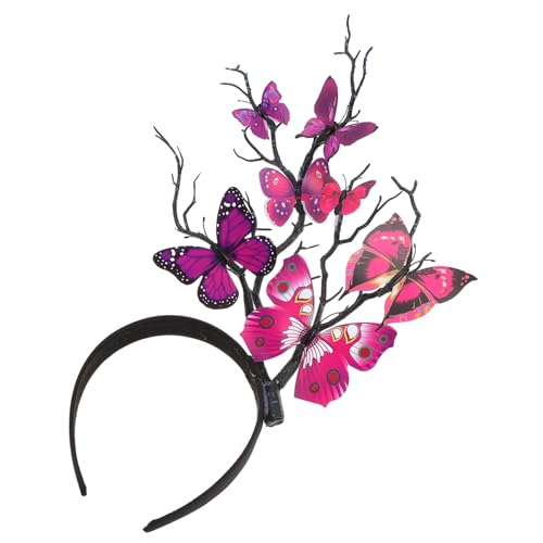 Vaguelly 1stk Schmetterlings-haarschmuck Kostüm Schmetterling Kopfschmuck Halloween-kopfschmuck Für Schmetterlinge Haarband Kreativer Halloween-kopfschmuck Geweih Violett Plastik von Vaguelly