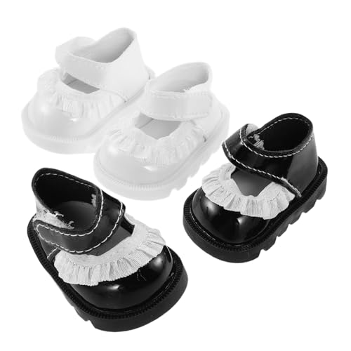 Vaguelly 2 Paare Mini Puppenschuhe für Puppen Spitzenverzierte Ersatzschuhe Mini Schuhe für Reborn Puppen Zubehör für Puppenhaus Szene und Mädchen Kostüm von Vaguelly