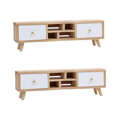 Vaguelly 2 STK Möbelminiaturen Holzschrank Handwerk Winzige Möbel Mini-hausverzierung Blumentopfhandwerk Für Kinder Kommode Aus Holz Tv-Schrank Ornament Ob11 Hölzern Schublade Lagerregal von Vaguelly