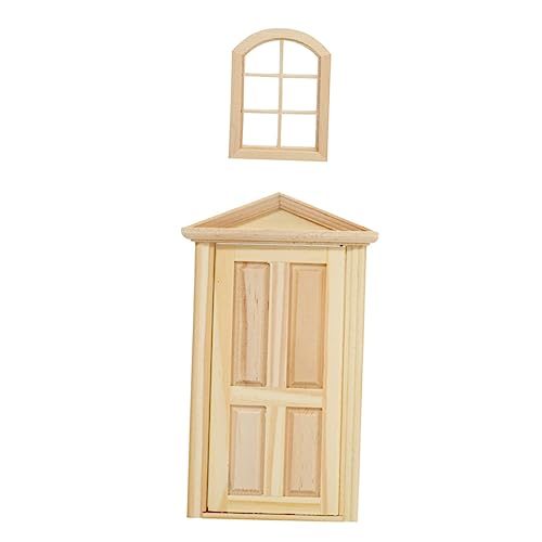 Vaguelly 2 Stück Miniatur-puppenhaus-bausatz Holztür Fensterdekor Für Puppenhaus-landschaftslayout Im Maßstab 112 von Vaguelly