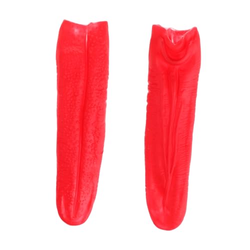 Vaguelly 2 STK Zungendekor Verschütten Halloween Falsche Zungen Streich Gefälschter KOT Halloween-handstütze Oral Trick Lange Zungenstütze Mund Horror-Requisite Cosplay -Requisiten Rot von Vaguelly