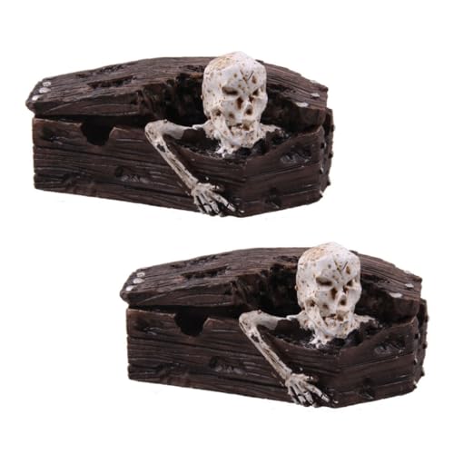 Vaguelly 2 STÜCK Resin Deko für Aquarium wasserdichte Fisch Tank Ornament Skull Coffin für Terrarium und Sandtisch Dekoration von Vaguelly