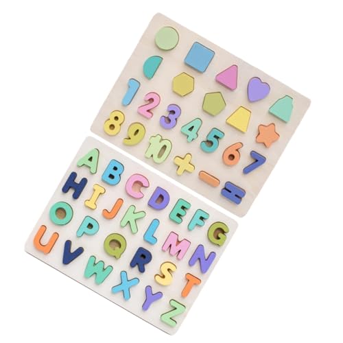 Vaguelly Intelligenzentwicklungs-puzzlespielzeug 2 Sätze Pädagogischer Puzzleblöcke Für Jungen Und Mädchen Im Alter Von 1-3-6 Jahren Buntes Alphabet-Zahlen-Spielzeug von Vaguelly