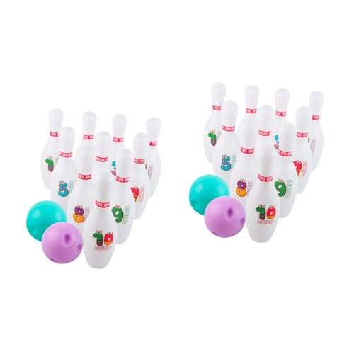 Vaguelly 2 Sätze Bowling für Kinder Nummern Aufkleber Zahlen Sticker Kinder-Hinterhofspiel Spielzeug für draußen Spielzeuge Outdoor-Spielset Geburtstagsgeschenk Ballspiel Sport einstellen von Vaguelly