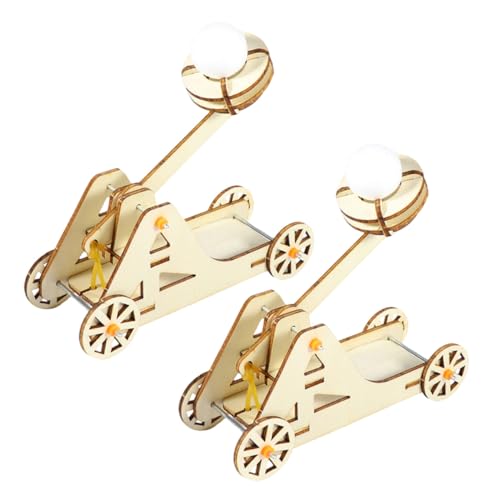 Vaguelly 2 Sätze DIY Holz Trebuchet Bausatz Stem Kit Robustes Trebuchet Modell mit Holzmaterialien Physik Ingenieurwissenschaften Lernspielzeug für Teamaktivitäten und Wissenschaftsprojekte von Vaguelly