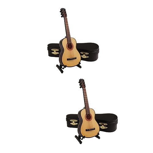 Vaguelly 2 Sätze Gitarrenmodell Mini-Instrumentendekor Miniatur-E-Gitarre bürodeko büro Dekoration Spielzeug Modelle Verzierung des Instrumentenmodells Instrumenten-Desktop-Dekor Meter von Vaguelly
