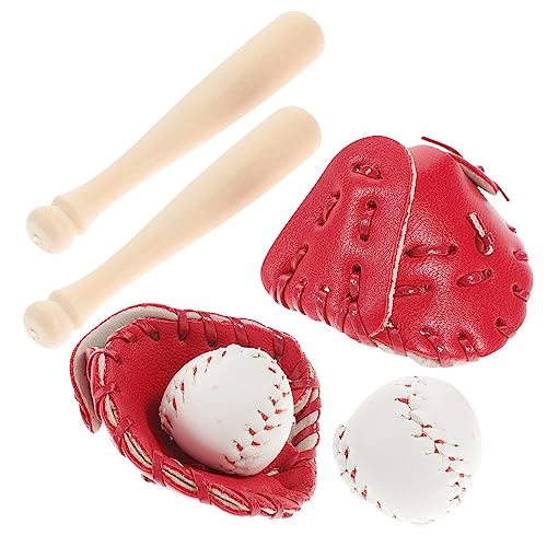 Vaguelly 2 Sets Miniatur Baseballschläger Handschuh Spielzeug Set Jungen Und Mädchen Rollenspiel Zubehör Für Puppenhaus von Vaguelly