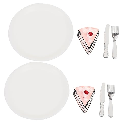 Vaguelly 2 Sätze Mini-kuchenteller Mini- -küchenzubehör Dessert-Modell- Food-Requisiten- Mini-dessertkuchen- Miniatur-kuchendessert Mini-Lebensmittel Harz von Vaguelly