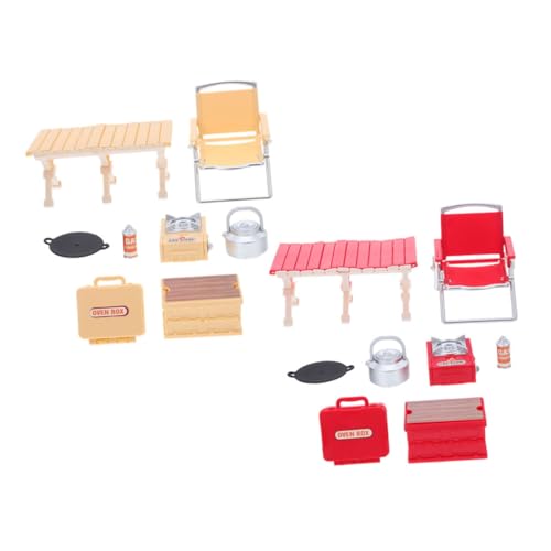Vaguelly 2 Sätze Puppenhaus Camping Zubehör für Platzsparend Realistische Grill Outdoor-spielzeuge von Vaguelly