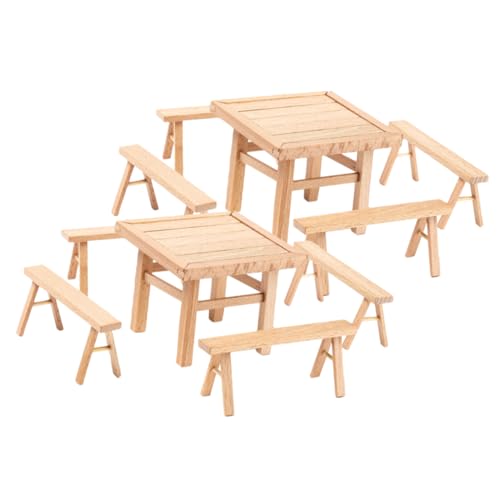 Vaguelly 2 Sätze Tisch- und Stuhlmodell aus Holz Puppenhausdekoration Miniatur-Esstisch- und Stuhlset Mikrorätsel Modelle Demontage von Möbeln Puzzle-Montagemöbel gebaut Spielzeugzimmer 3D von Vaguelly