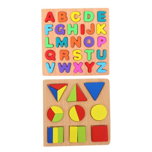 Vaguelly 2 Sätze Puzzle Kleinkindspielzeug für Mädchen Alphabet-Rätsel rätselbuch Kinder laubsägen für Kinder Spielset aus Holz Mädchenspielzeug formpassendes Spielzeug Bildungsspielzeug von Vaguelly