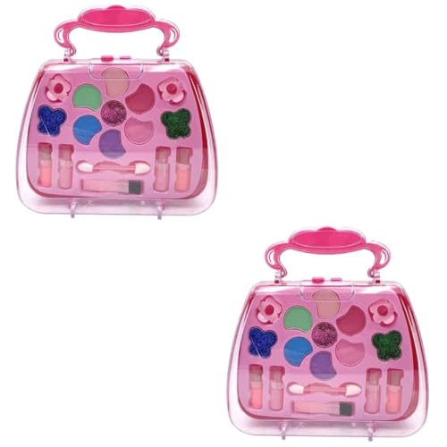 Vaguelly 2 Sätze Mädchen Kosmetik Kinder schminkkoffer schmink Set Box Kinder Spielzeug für Mädchen die Einkaufstasche Spielzeuge Handtasche Spielhausspielzeug Make-up-Zubehör bilden Rosa von Vaguelly