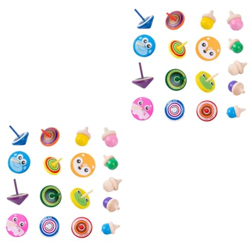 Vaguelly 2 Sätze hölzerner Kreisel lustige Kreiselspielzeuge Kinder-Gyroskop-Spielzeug Baby Spielzeug Spitzen Kreiselspielzeug aus Holz Spielzeug mit rotierenden Kreiseln scheinen Jacke LED von Vaguelly