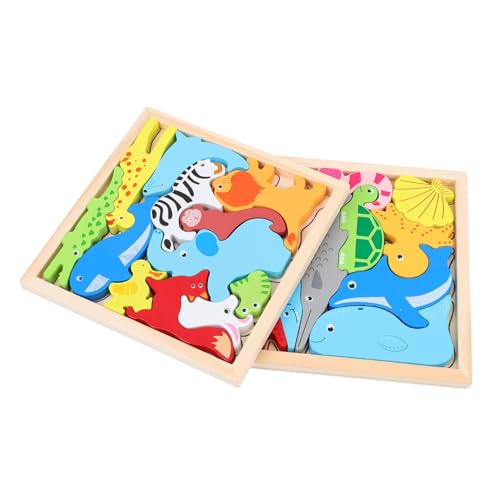 Vaguelly 2 Sätze tierisches dreidimensionales Puzzle Hund Lernen basteln Planke Formen Puzzle Puzzle kinderpuzzle tierpuzzle D-Puzzle Holzrätsel passendes Puzzle für von Vaguelly