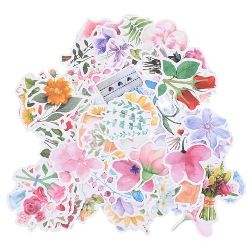 Vaguelly 110 Stück Tagebuch- -Aufkleber – 2 Sets Mit Scrapbooking-Etiketten Im Blumenstil – Kein Kleber Erforderlich – Klebstofffrei von Vaguelly