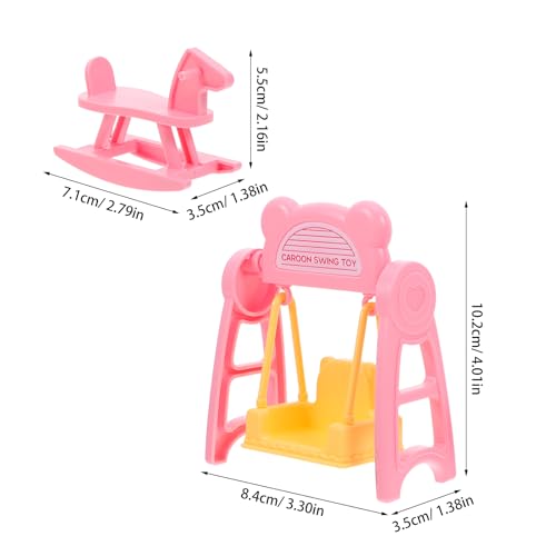 Vaguelly 2 Sets Miniatur Puppenhaus Schloss Schaukel und Schaukelpferd Figurine Puppenhaus Möbel Dekoration für Kinderzimmer Wohnzimmer Zubehör von Vaguelly