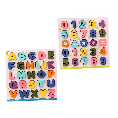 Vaguelly 2 Sets Puzzles Kinderspielzeug Bausteine ​​Für Kleinkinder Kleinkinderpuzzle Kindersportspielzeug Zahlenzuordnungsspielzeug Buchstaben Zuordnungsplattenspielzeug Alphabet Und von Vaguelly