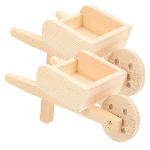 Vaguelly Pädagogische Miniatur-schubkarre Modelle 2 Stück Holzwagen Für Sand Tisch Puppenhaus Mini Garten Spielzeug von Vaguelly