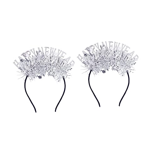 Vaguelly 2 Stück 2020 Geschenk für Mädchen Party-Tiara-Stirnband Haargummis Haarband neues jahr stirnband Silvester Foto Requisiten Anmut Haarring Haarschmuck Kopfbedeckung von Vaguelly