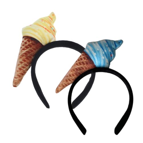 Vaguelly 2 Stück Damen Stirnband Eiscreme Haarschmuck für Gesichtspflege Makeup und Spa Elastisches Haarband Gelb und Blau Vielseitig für Verschiedene Aktivitäten von Vaguelly