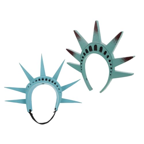 Vaguelly 2 Stück Freiheitsstatue Stirnband Grün Lady Crown Haarreif für Halloween Cosplay Kostüm Zubehör für Erwachsene Festliche Party Accessoire von Vaguelly