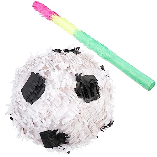 Vaguelly 2 Stück Fußball Pinata Teilig mit Schläger für Geburtstagsfeiern Fußballpartys und Sportveranstaltungen Füllbar mit Süßigkeiten und Kleinen Spielzeugen Partydekoration für von Vaguelly
