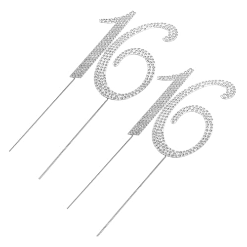 Vaguelly 2 Stück Geburtstag Cake Topper mit Silbernen Strasssteinen Funkelnde Tortendeko für Jubiläums Hochzeitsfeiern Leicht Elegant und Vielseitig für Erwachsene und Zeremonien von Vaguelly