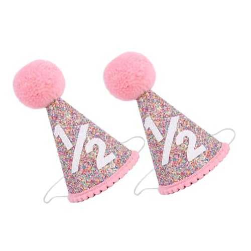 Vaguelly 2 Stück Glitzernde Geburtstagshüte für Junge Mädchen Halbjahres Krone Fotorequisiten für Monate Alte Kleinkinder Süße Partydekoration für Erste von Vaguelly