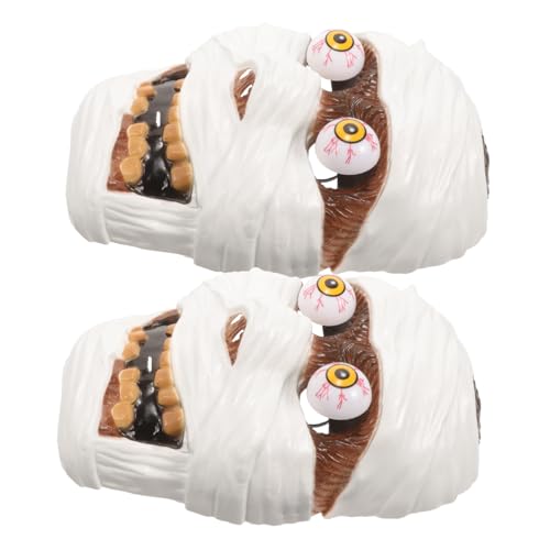 Vaguelly 2 Stück Halloween Gruselige Maske Weiße Mumien Designs mit Elastischem Band Detailreiche Horror Gesichtsmaske für Erwachsene für Cosplay Kostümparty und Halloween Dekoration von Vaguelly