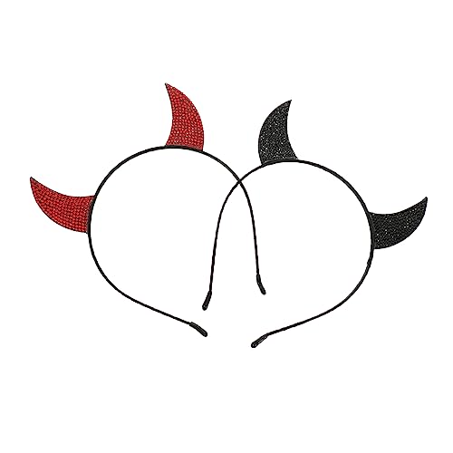 Vaguelly 2 Stück Halloween Teufelshörner Haarreifen Glitzernde Kostüm Accessoires für Halloween Party und Cosplay Leicht Bequem für Damen und Herren von Vaguelly