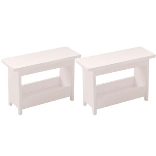 Vaguelly 2 Stück Hocker-Modell Miniaturen Puppenhausbauzubehör Mini-schreibtischspielzeug Mini-simulationsmöbel Mini-hausschreibtisch Miniatur-Schreibtisch Zum Basteln Mini-Sachen Weiß Holz von Vaguelly